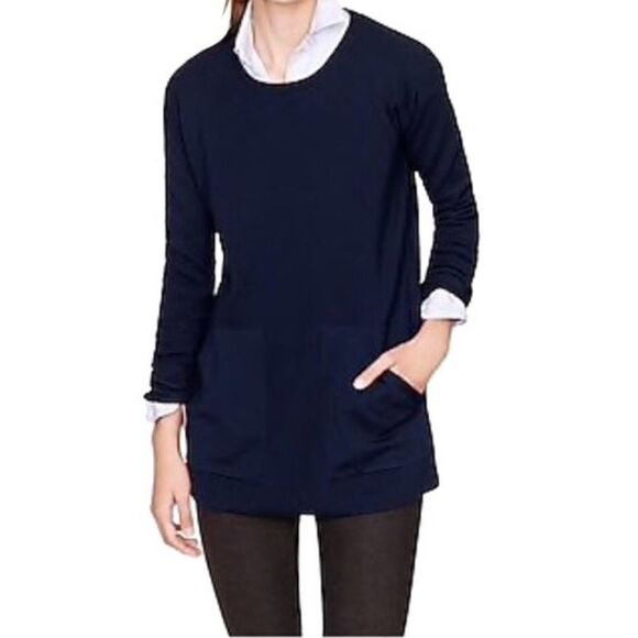 J Crew Merino Wool Pocket Tunic midnight Blue (B6) - Picture 1 of 6